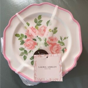 Laura Ashley 4 Appetizer Plates 5 1/2" NEW Melamine Pink Roses
